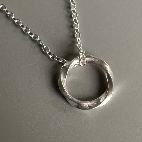Sterling Silver Twisted Circle Necklace - Picture 8 of 9